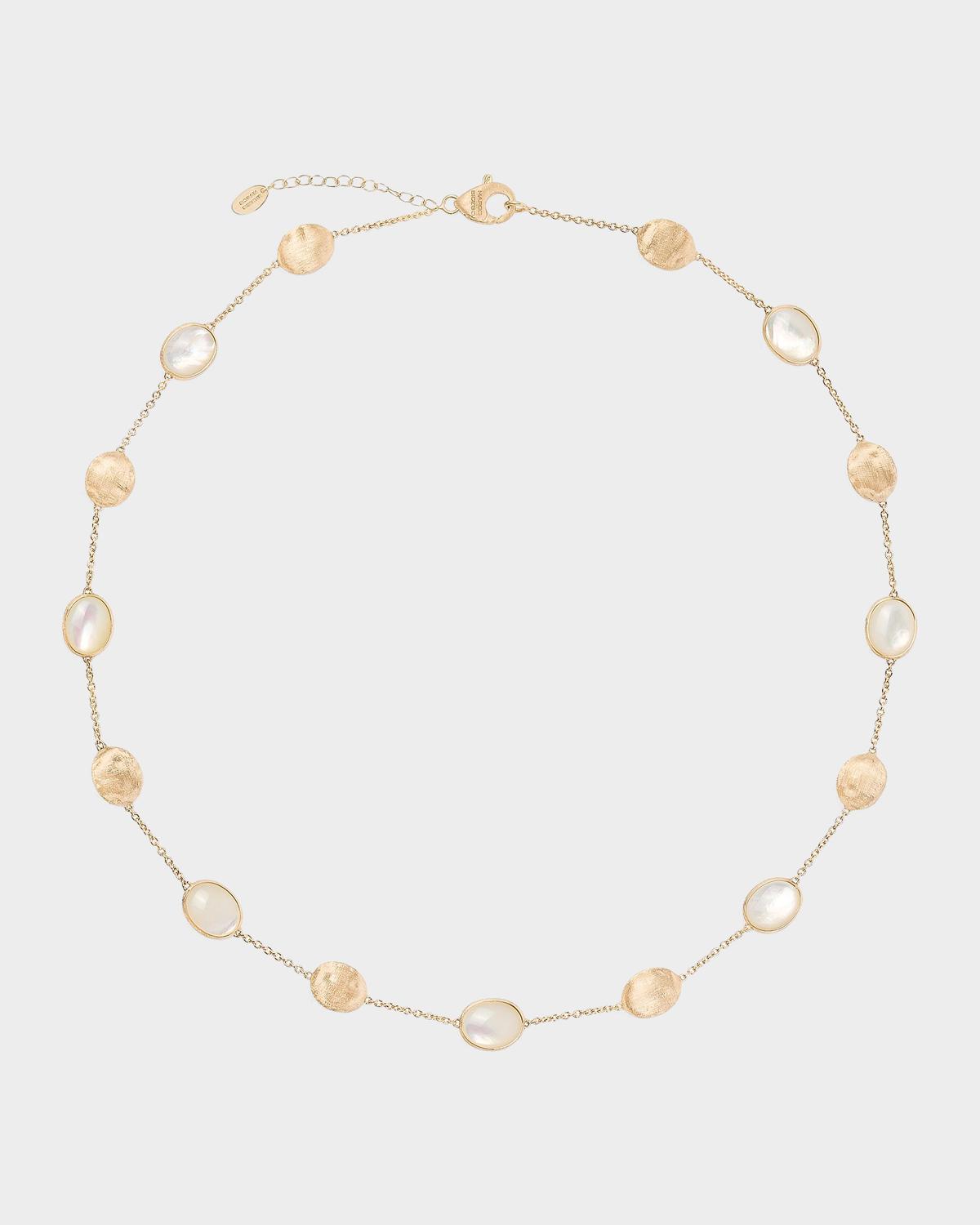 18K Yellow Gold Mother of Pearl Necklace, 16.5"-18"L