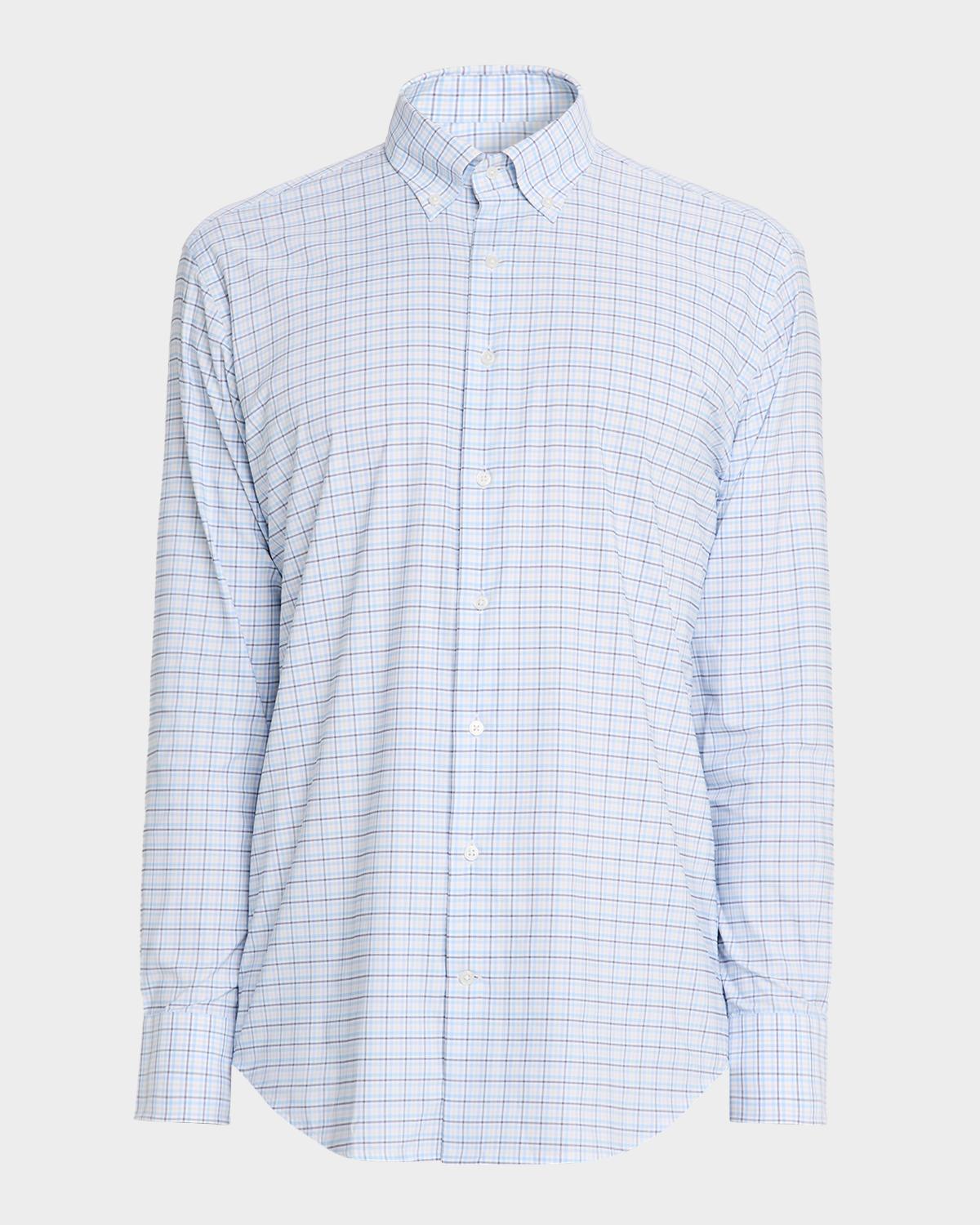 Peter Millar Men's Casey Performance Twill Plaid Sport Shirt