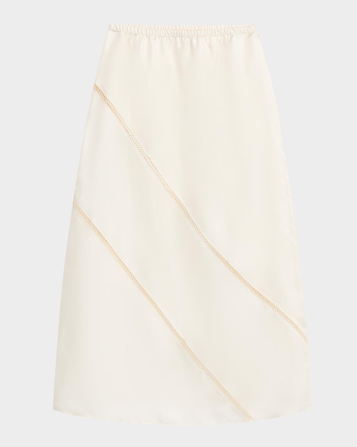 Diotima Tobago Lattice-Inset Silk Midi Skirt