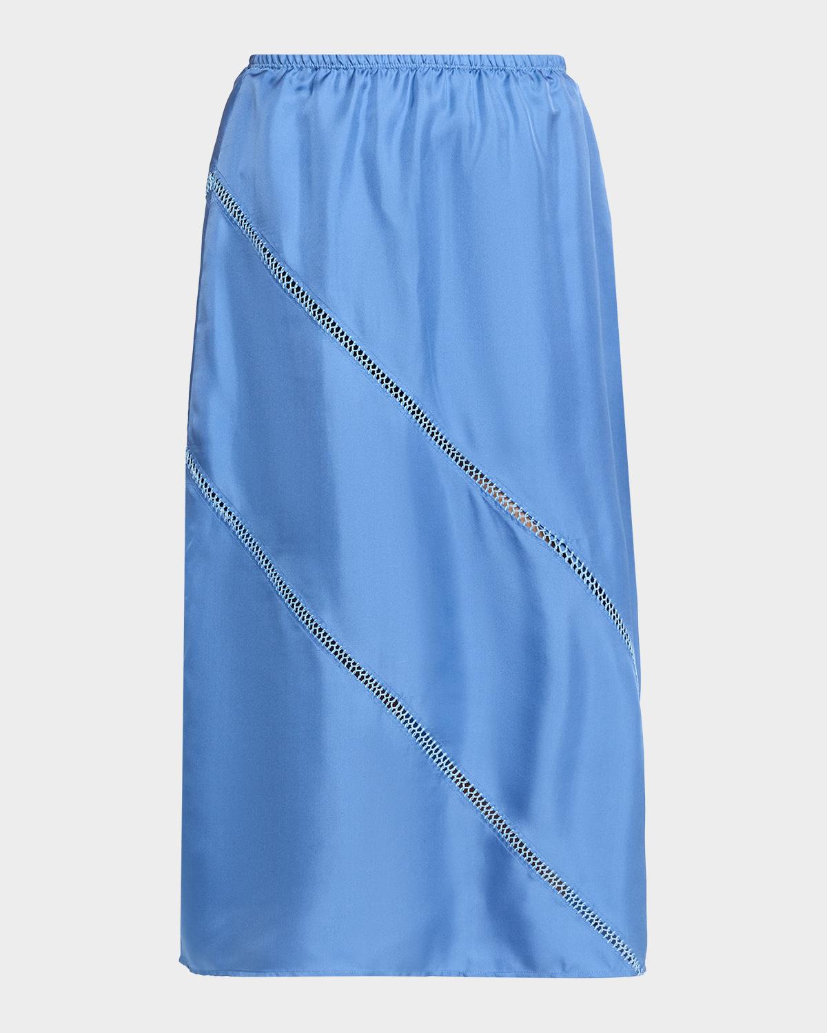 Diotima Tobago Lattice-Inset Silk Midi Skirt