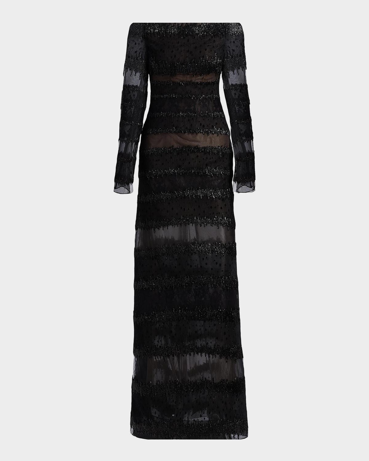 Atelier Prabal Gurung Karolina Metallic Tulle Off-Shoulder Gown
