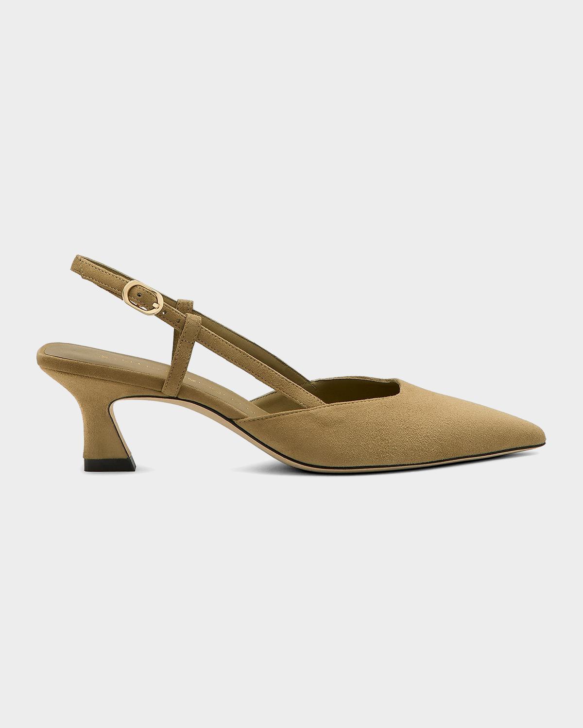 Stuart Weitzman 50mm Vinnie Suede Slingback Pumps