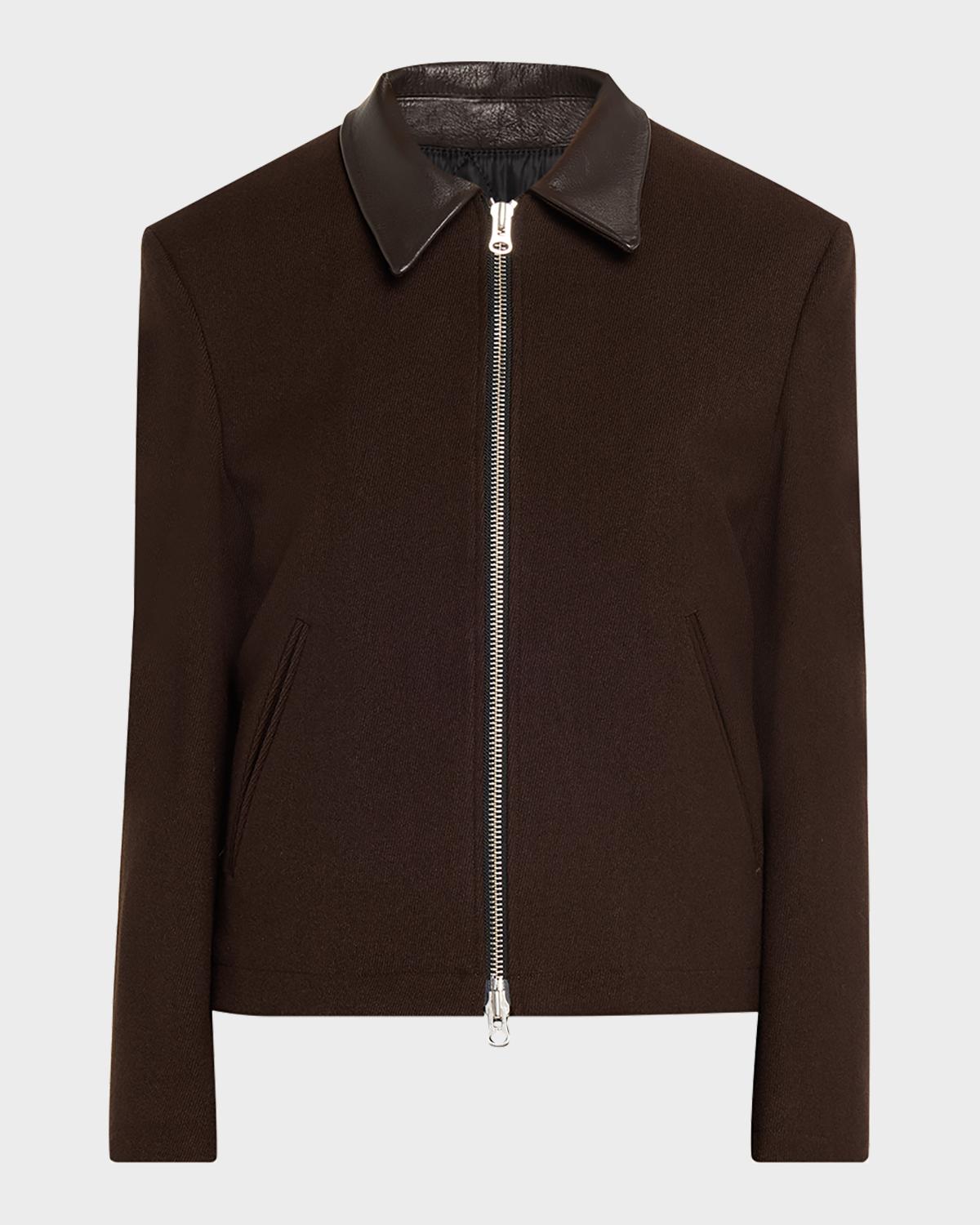 TONYWACK Leather-Trim Wool Jacket