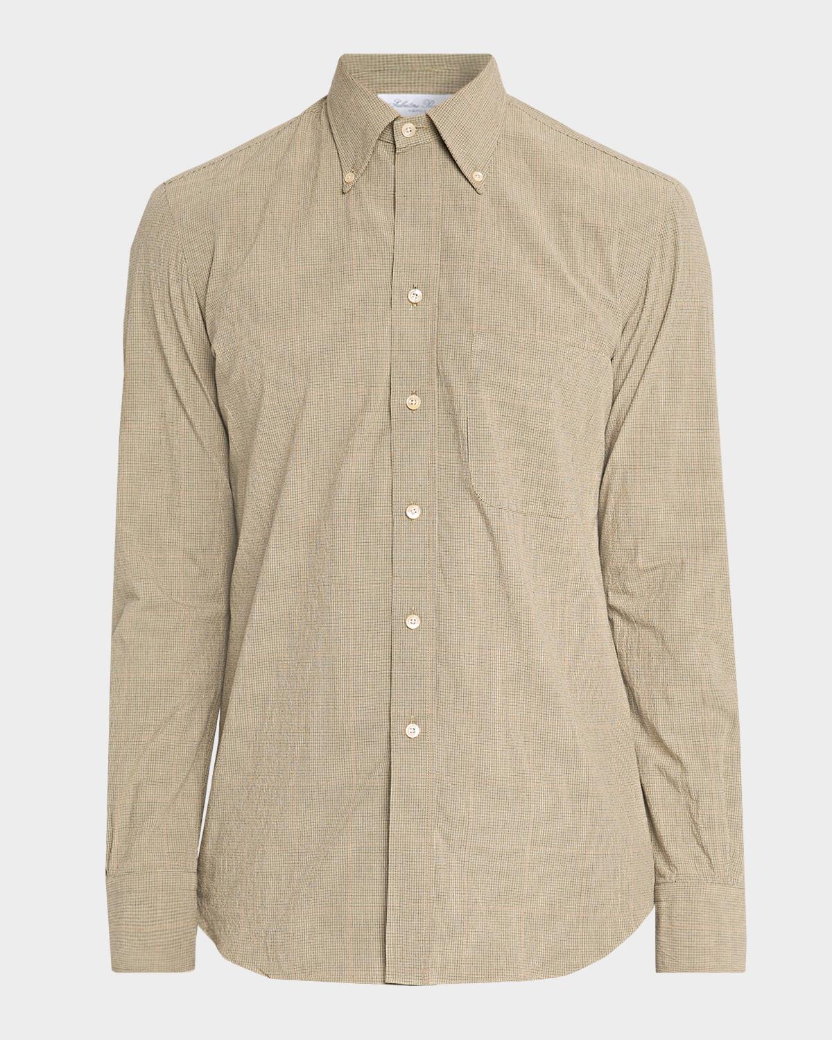 Salvatore Piccolo Men's Cotton Micro-Grid Check Button-Down Shirt