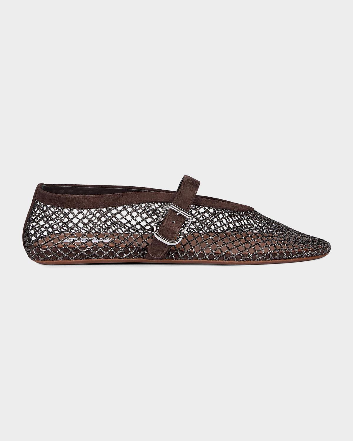ALAÏA Crystal Mesh Ballet Flats