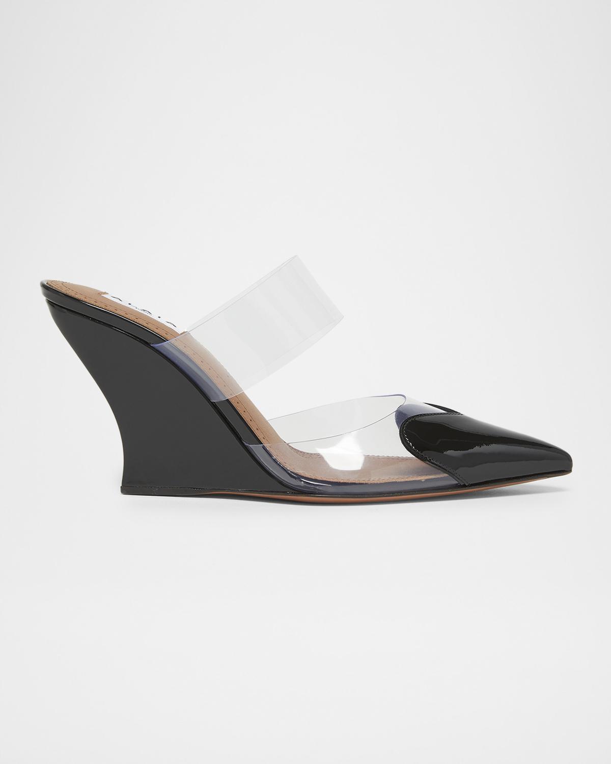ALAÏA 90mm Coeur Heart Clear Wedge Mules