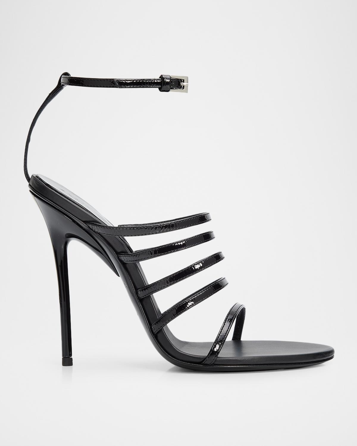 110mm Strappy Patent Leather Sandals