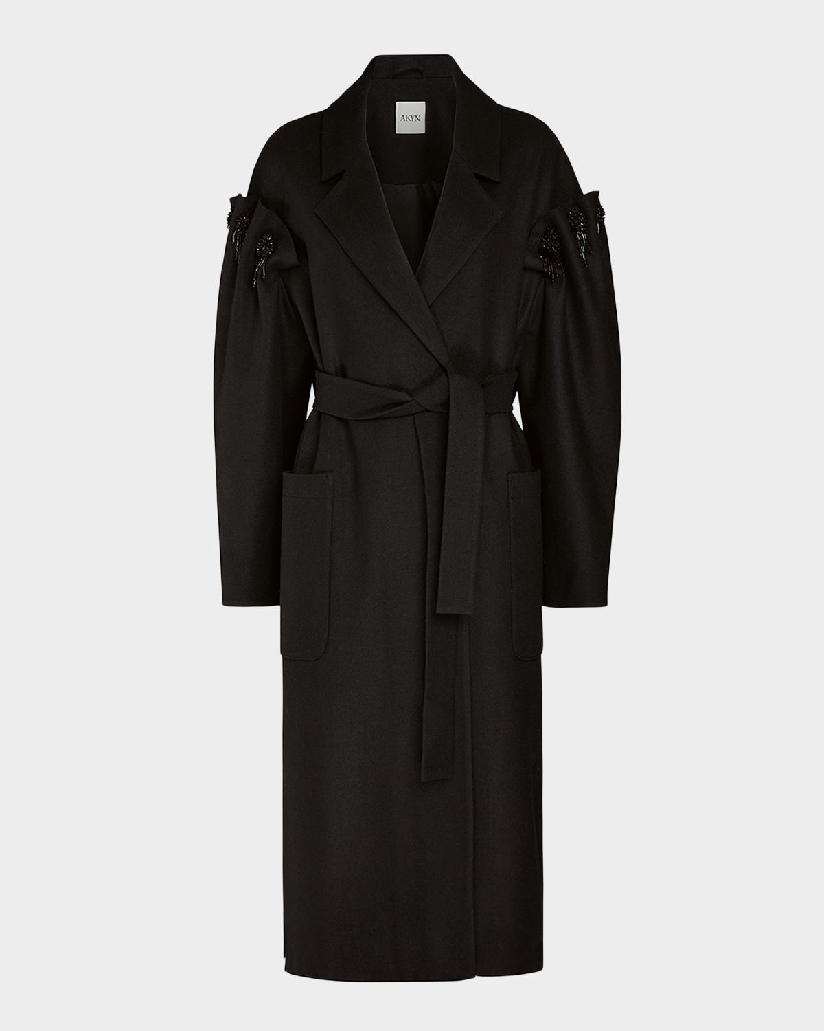 Akyn Studio Zaria Embellished Wool Maxi Coat