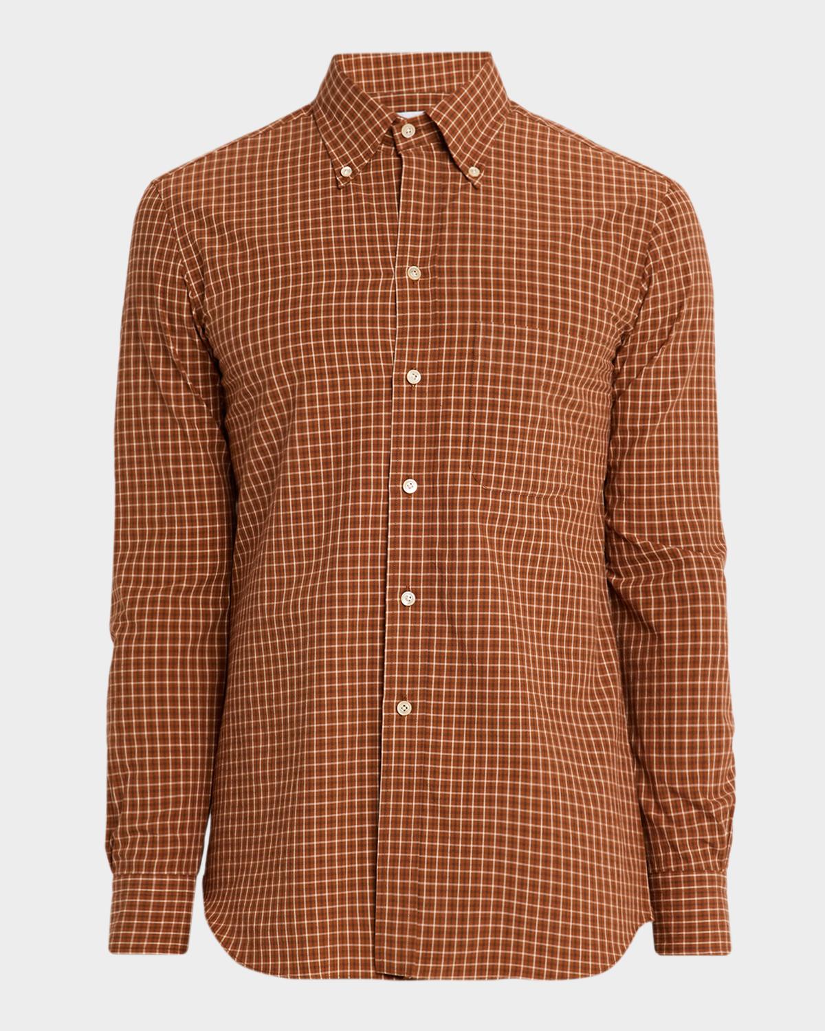 Salvatore Piccolo Men's Cotton Windowpane Plaid Sport Shirt