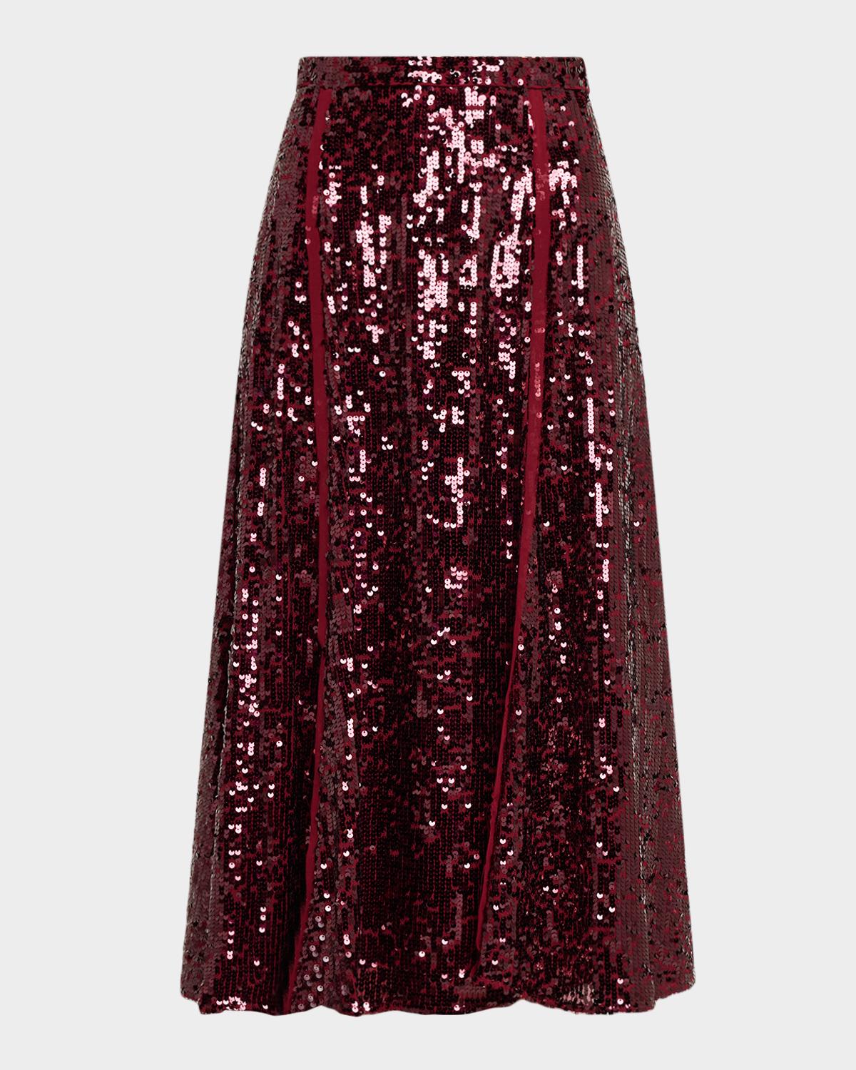 Erdem Sequined A-Line Midi Skirt
