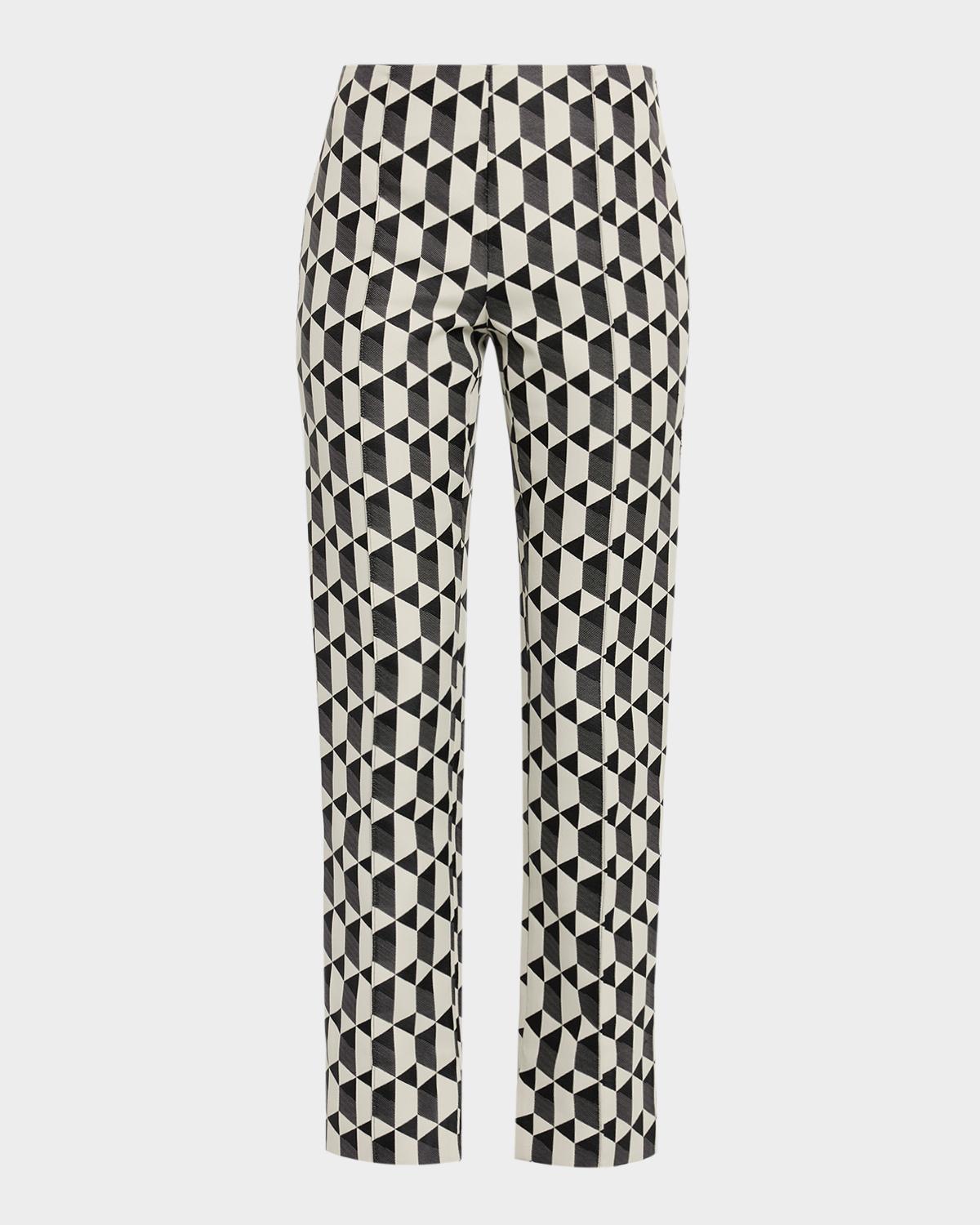 Amir Taghi Lisa Geo Jacquard Straight-Leg Split Pants