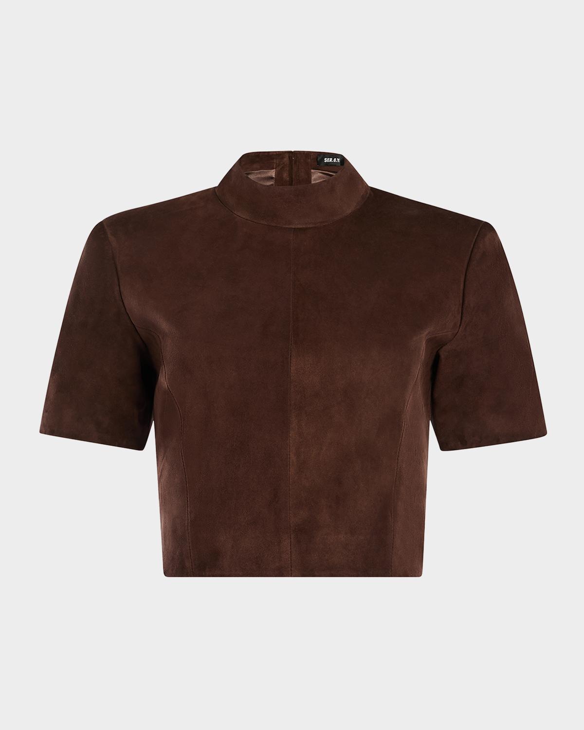 SEROYA Tessi Suede Mock-Neck Top