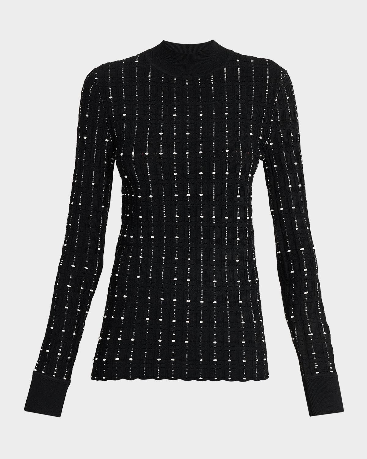 Joseph Dotted Stripe Mock-Neck Sweater
