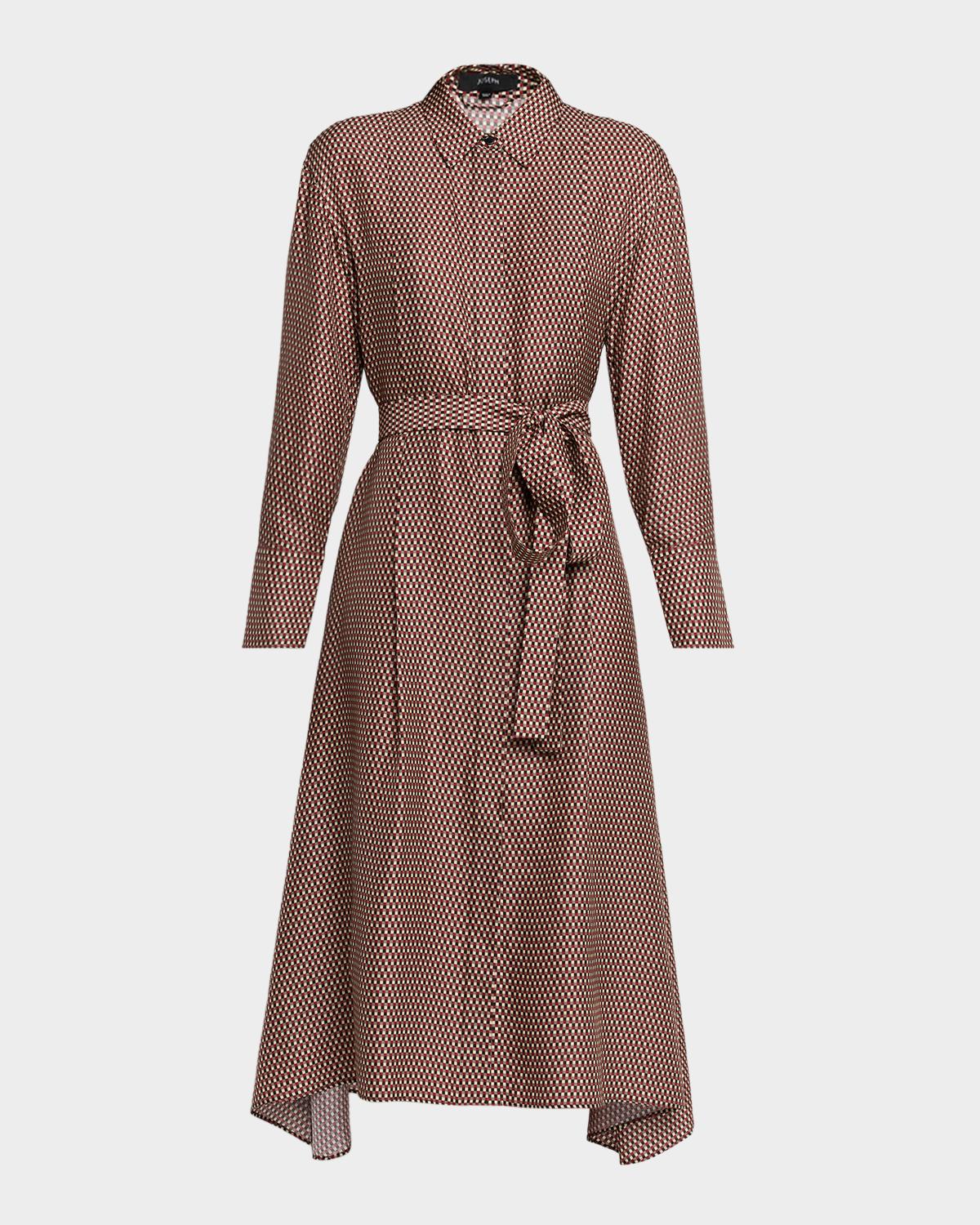Joseph Orlan Belted Geometric-Print Midi Shirtdress