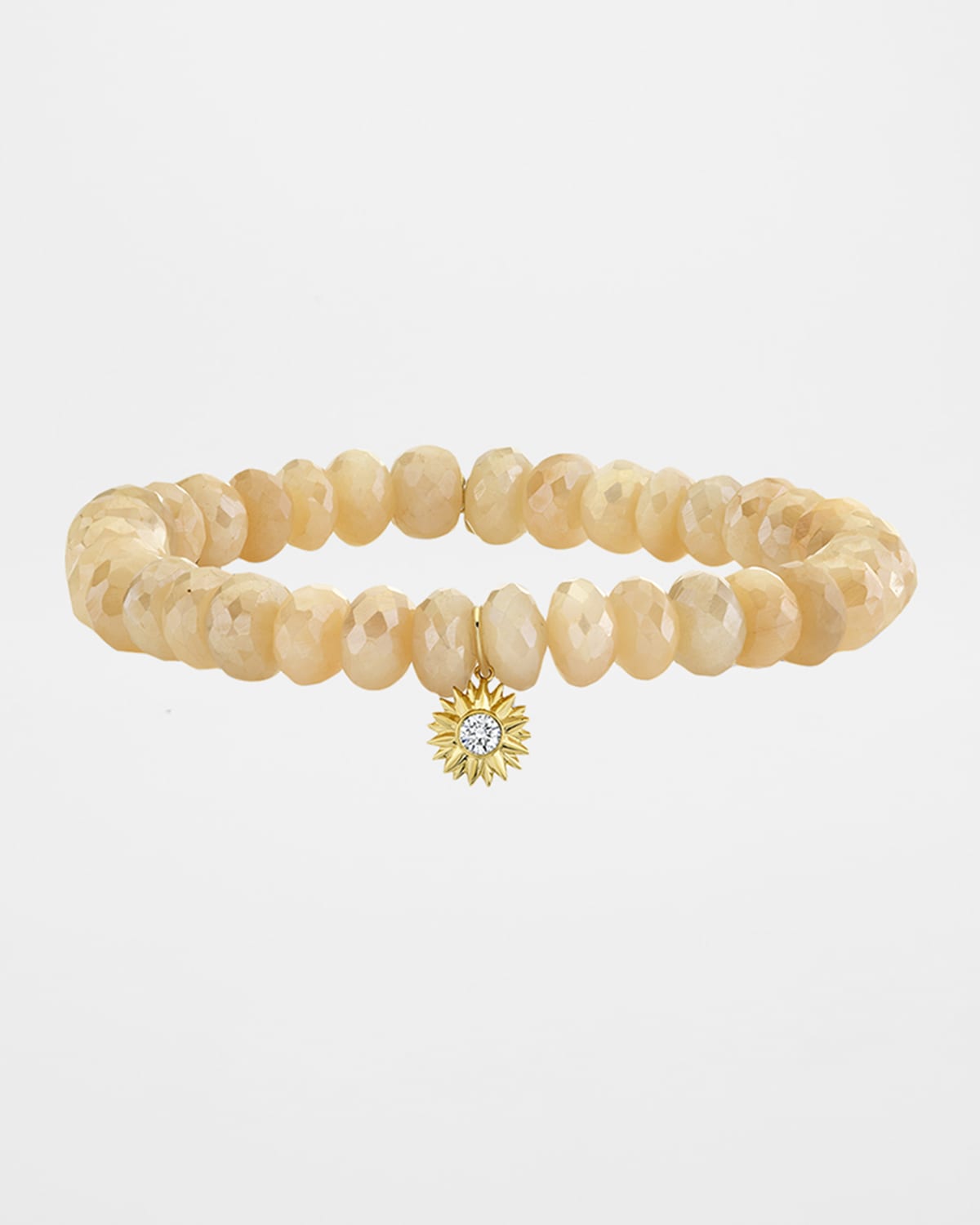 Sydney Evan 14K Gold Diamond Sunburst on Mystic Sand Moonstone Bracelet