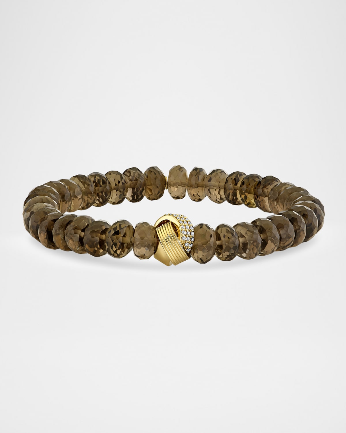 Sydney Evan 14K Diamond Tri-Linked Rondelle on Smokey Quartz Bracelet