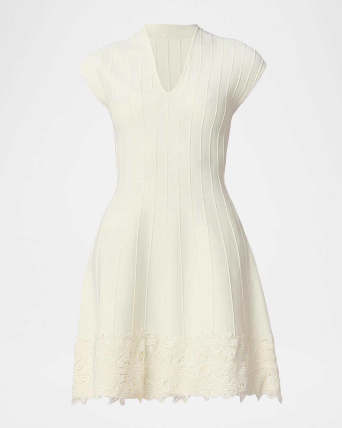 Shoshanna Azalea Seamed Lace-Trim Mini Dress