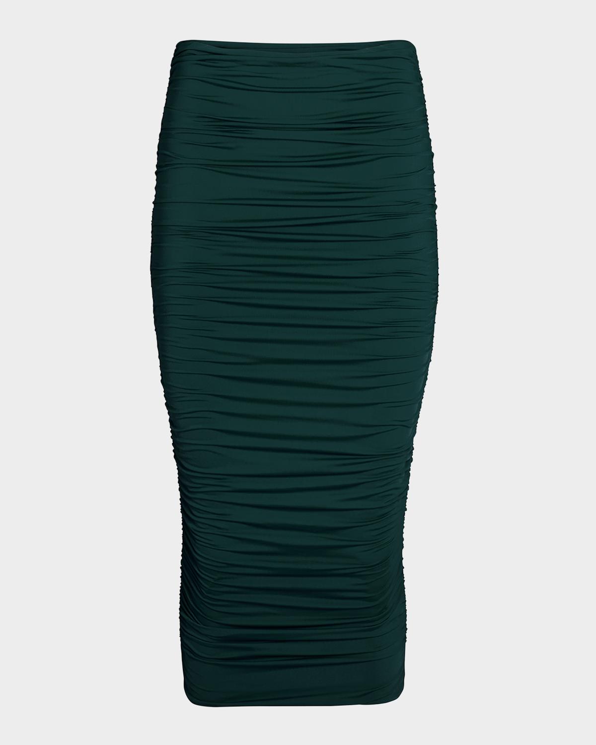 SEROYA Darcy Mid-Rise Ruched Midi Skirt