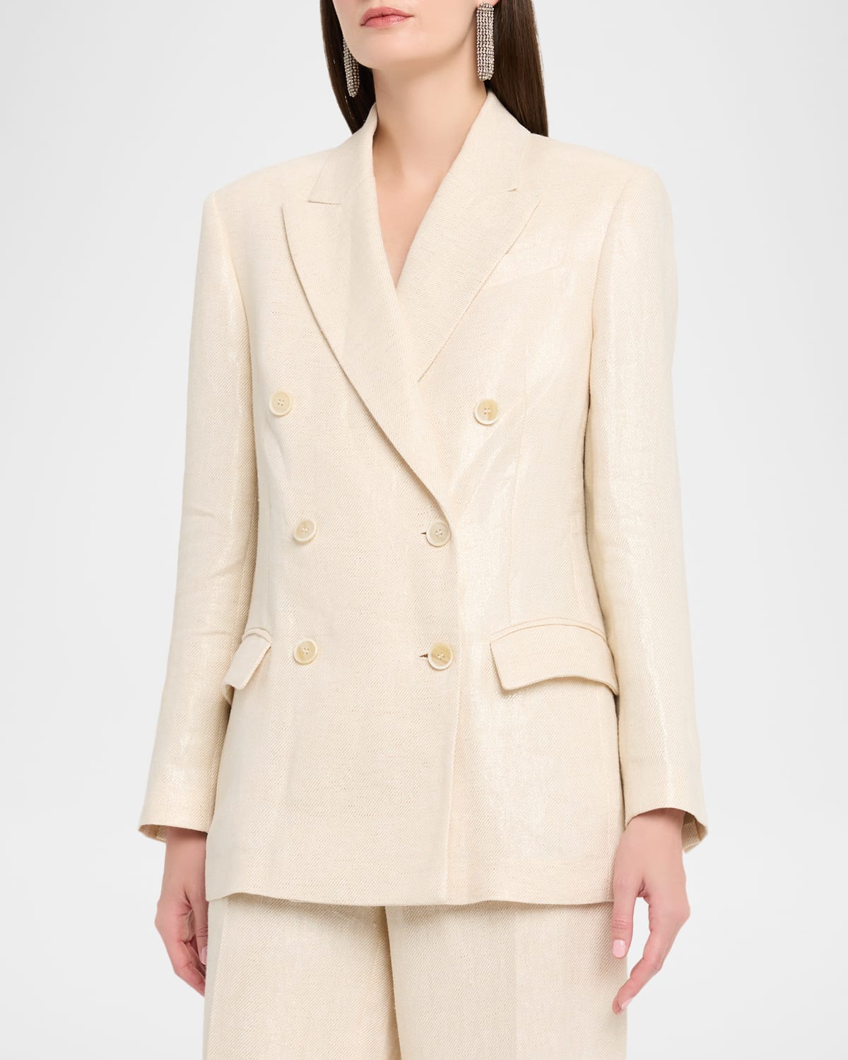 Brunello Cucinelli Shimmering Cotton-silk Twill Double-breasted Blazer