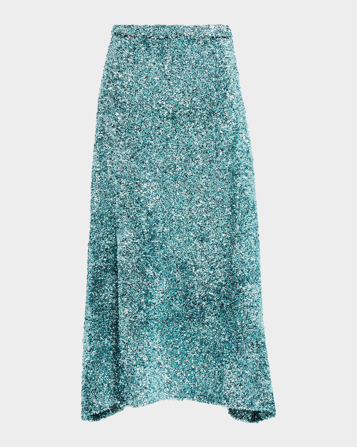 ZANKOV Zander Metallic Tinsel Knit Midi Skirt