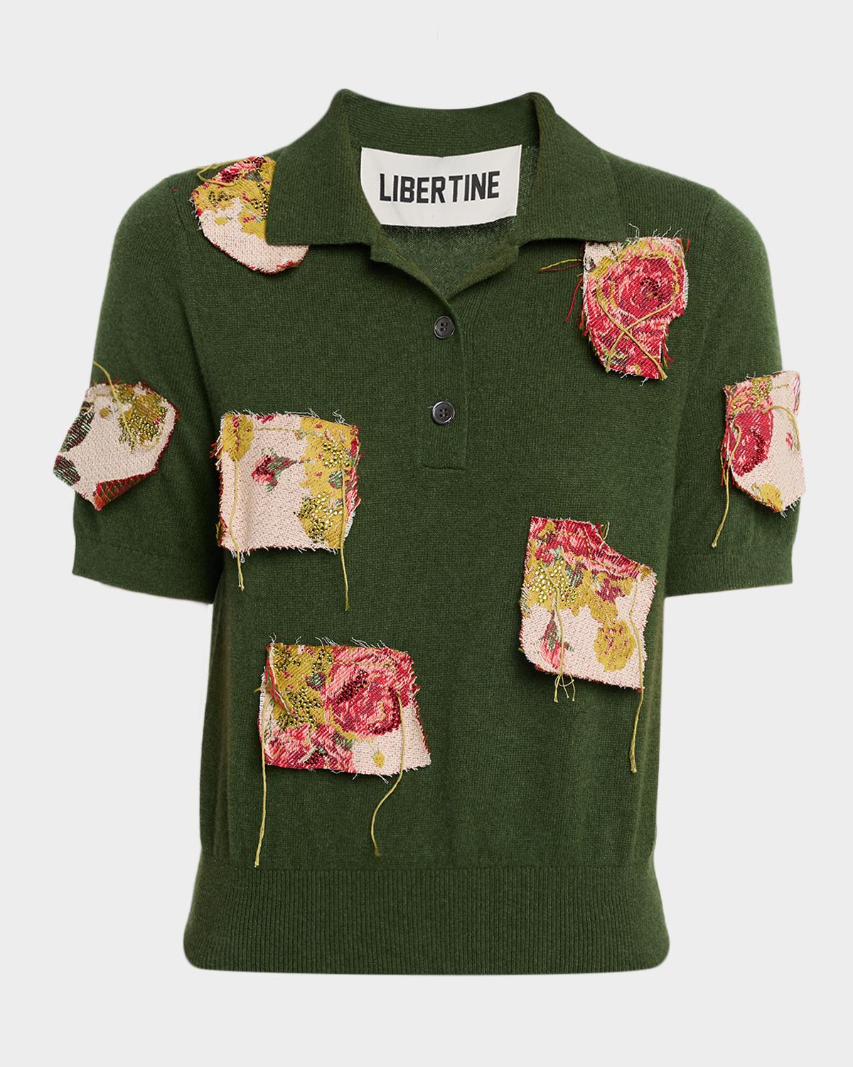 Libertine Lizzy Bennett Patched Cashmere Polo Sweater