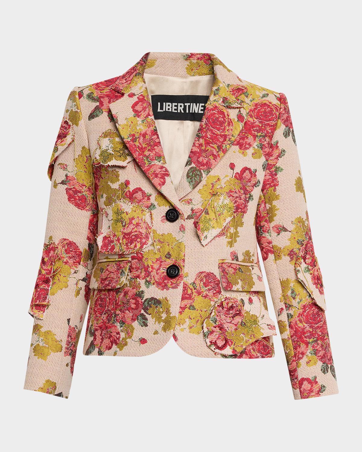 Libertine Lizzy Bennett Patched Floral Brocade Single-Breasted Jacket