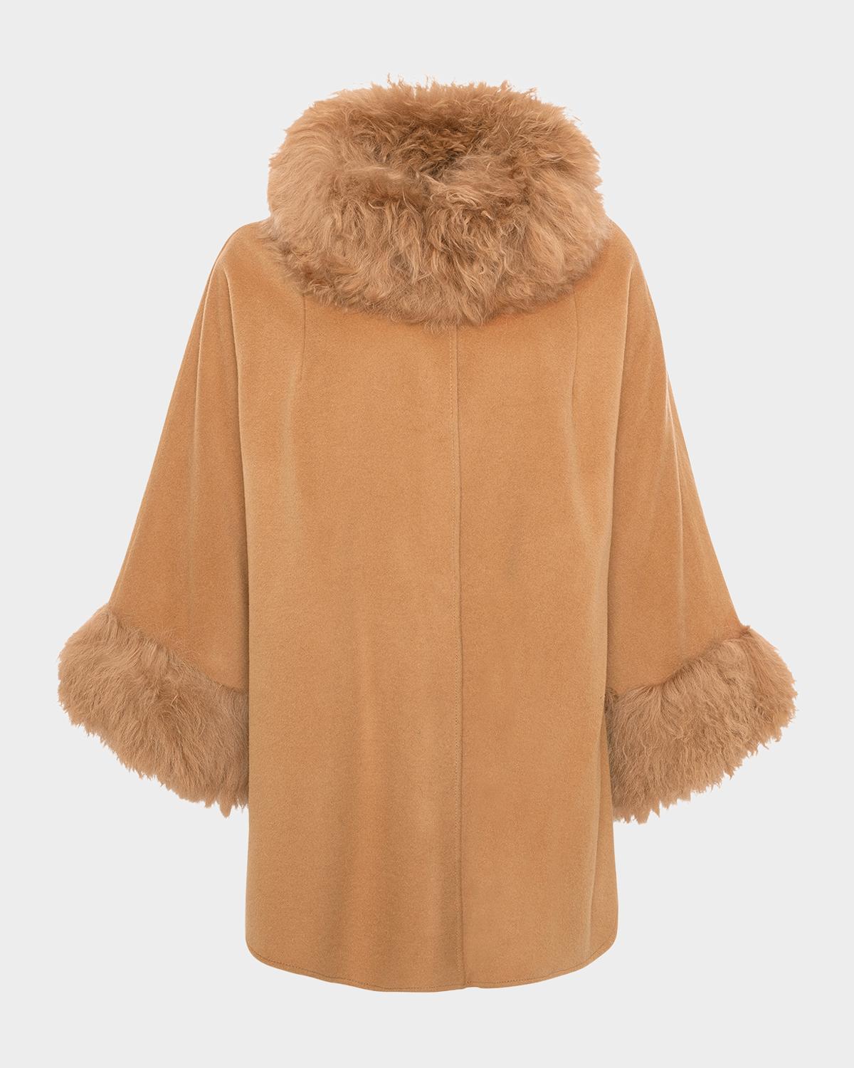 Gorski Wool Blend Cape With Select Lamb Shearling Trim Cashmere Cape Coat Women