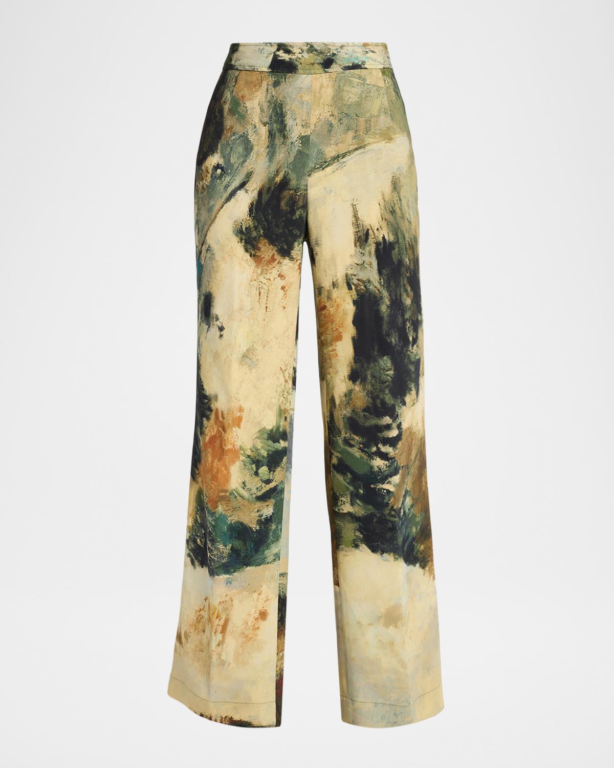 Libertine Modernist Landscape Silk Flare Pants