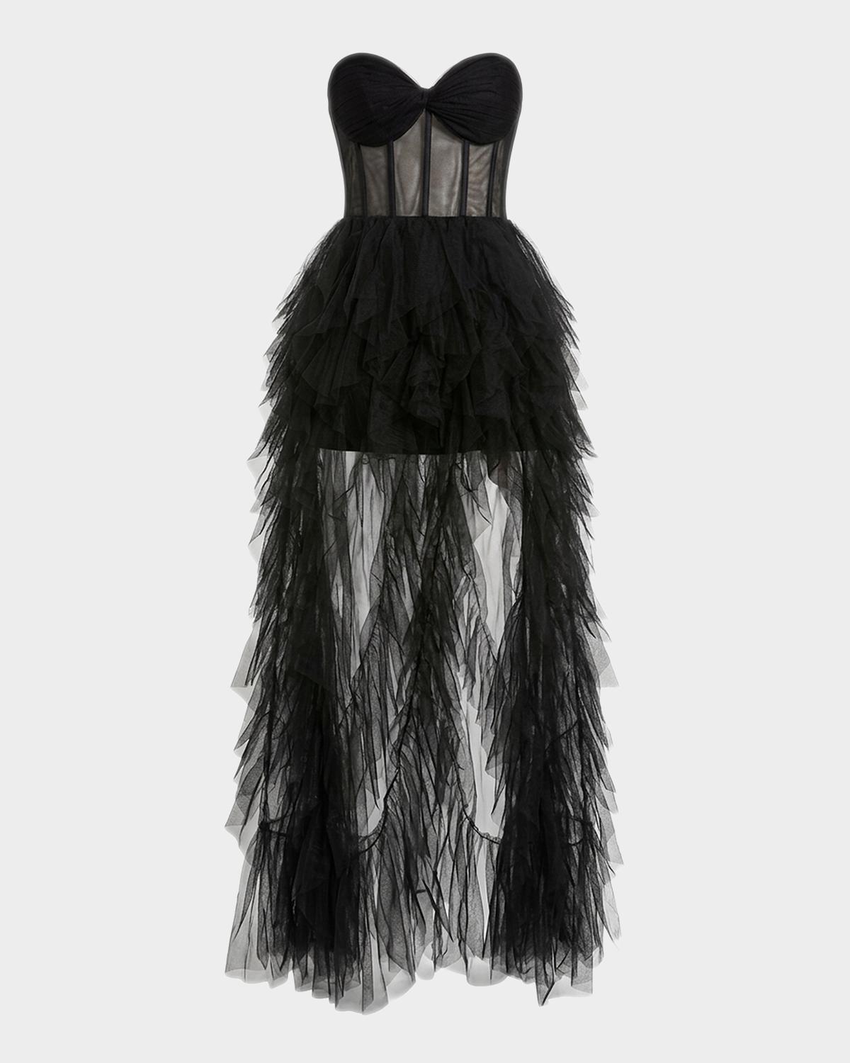 Mac Duggal Strapless Ruffle Bustier Gown
