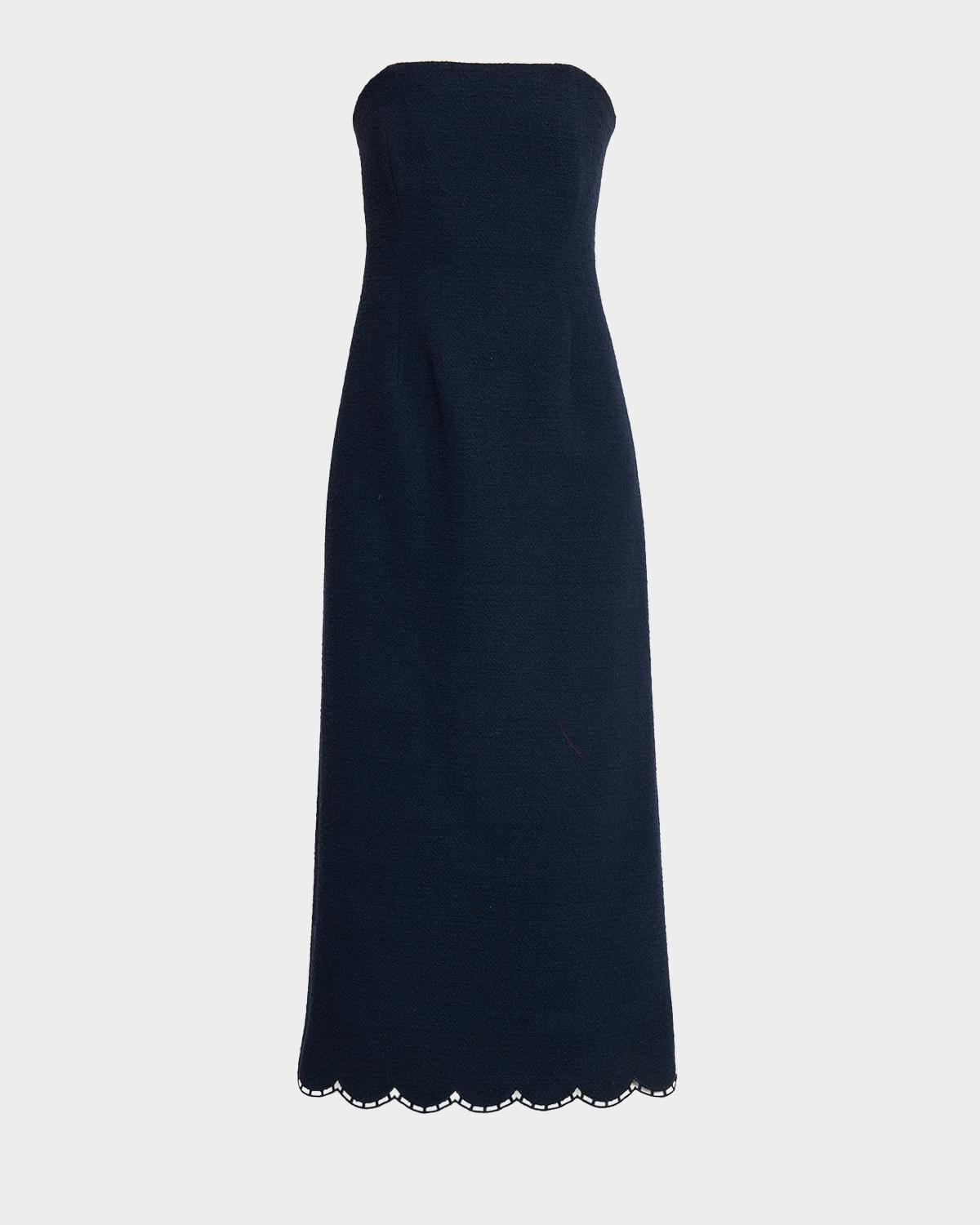 Oscar de la Renta Strapless Tweed Maxi Dress