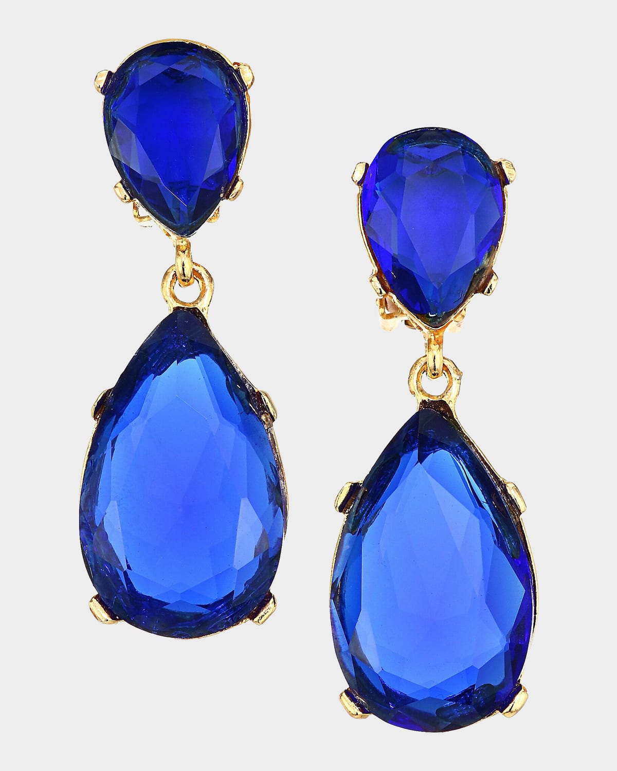 Golconda by Kenneth Jay Lane Glass Sapphire Pear-Cut Drop Earrings