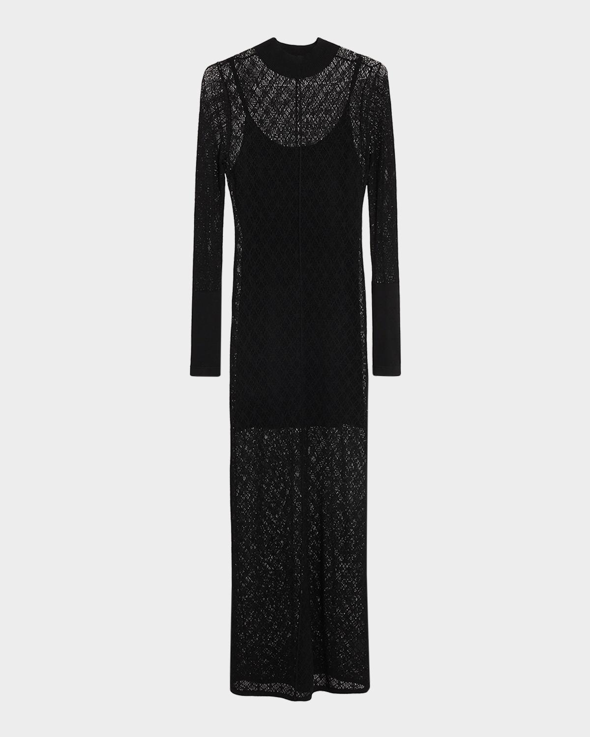 MARIA MCMANUS Lace Mock-Neck Maxi Dress