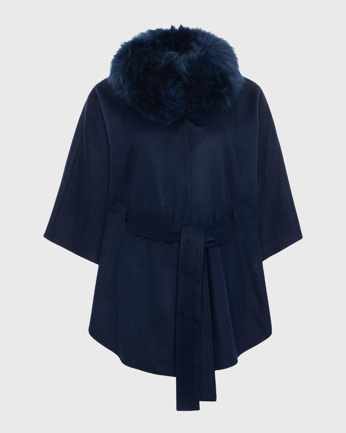 Gorski Select Wool Belted Cape with Select Lamb Collar