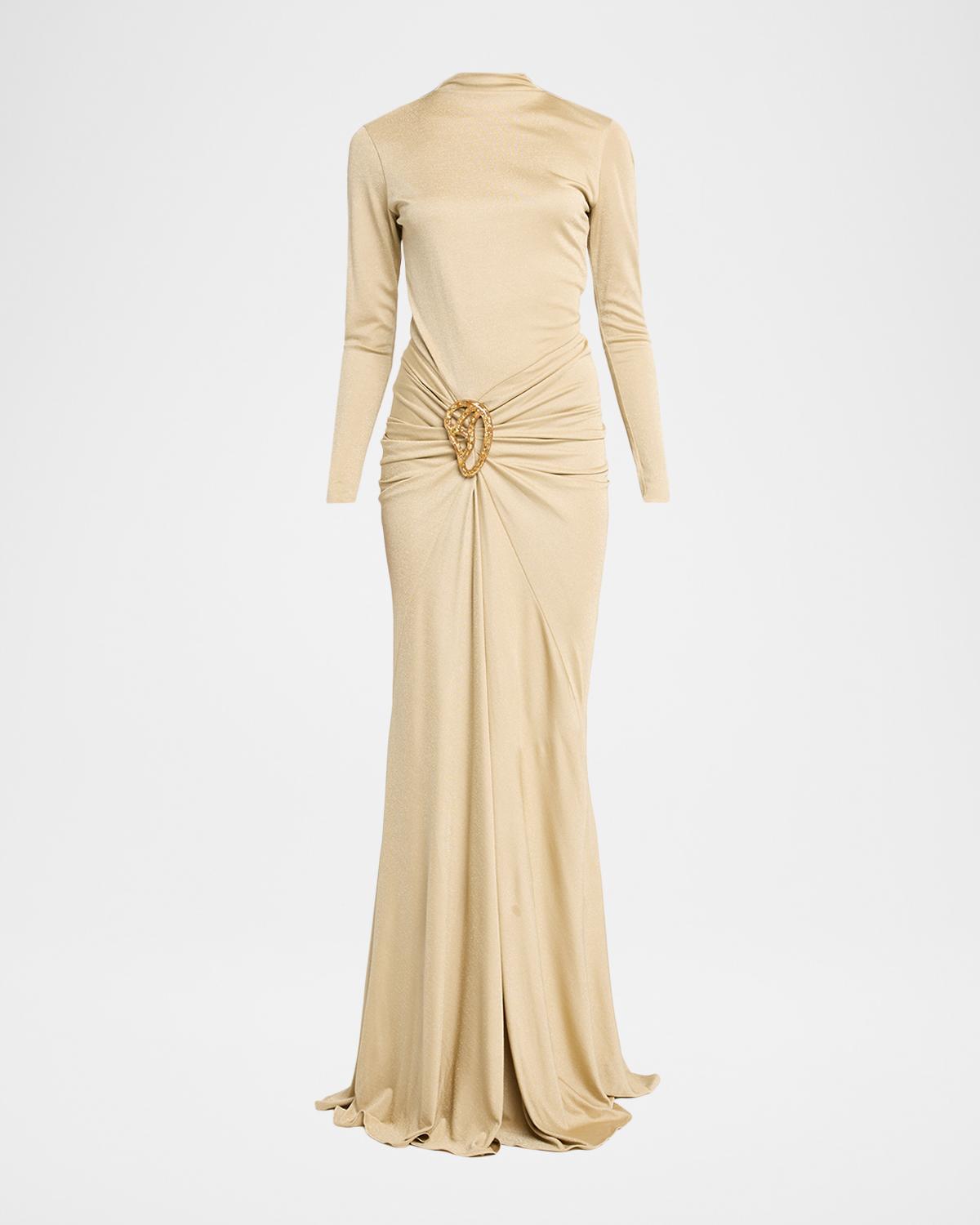 Silvia Tcherassi Celinda Draped Long-Sleeve Maxi Dress