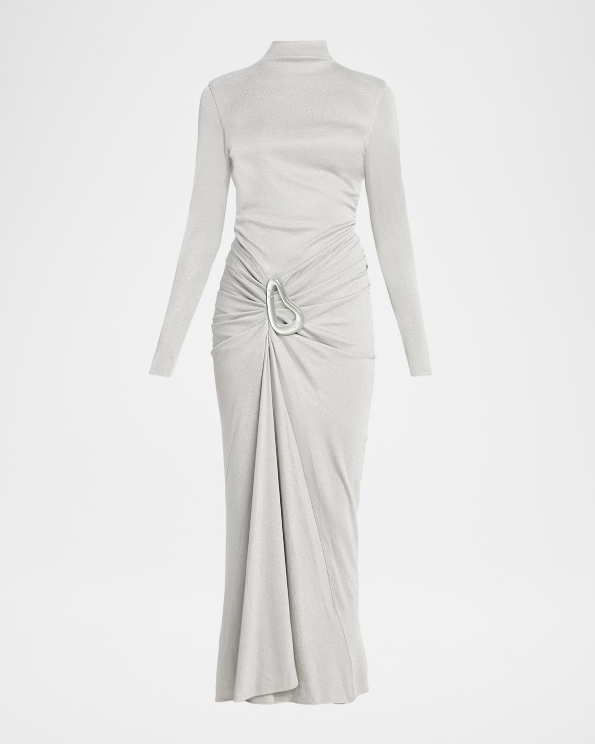 Silvia Tcherassi Venus Draped Long-Sleeve Midi Dress