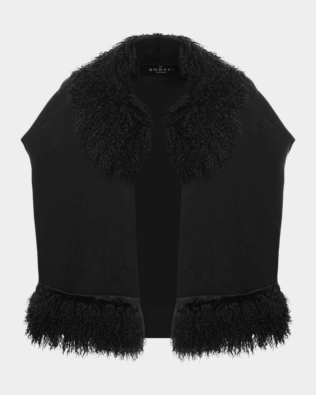 Gorski Knit Vest with Mongolian Shearling Lamb Trim