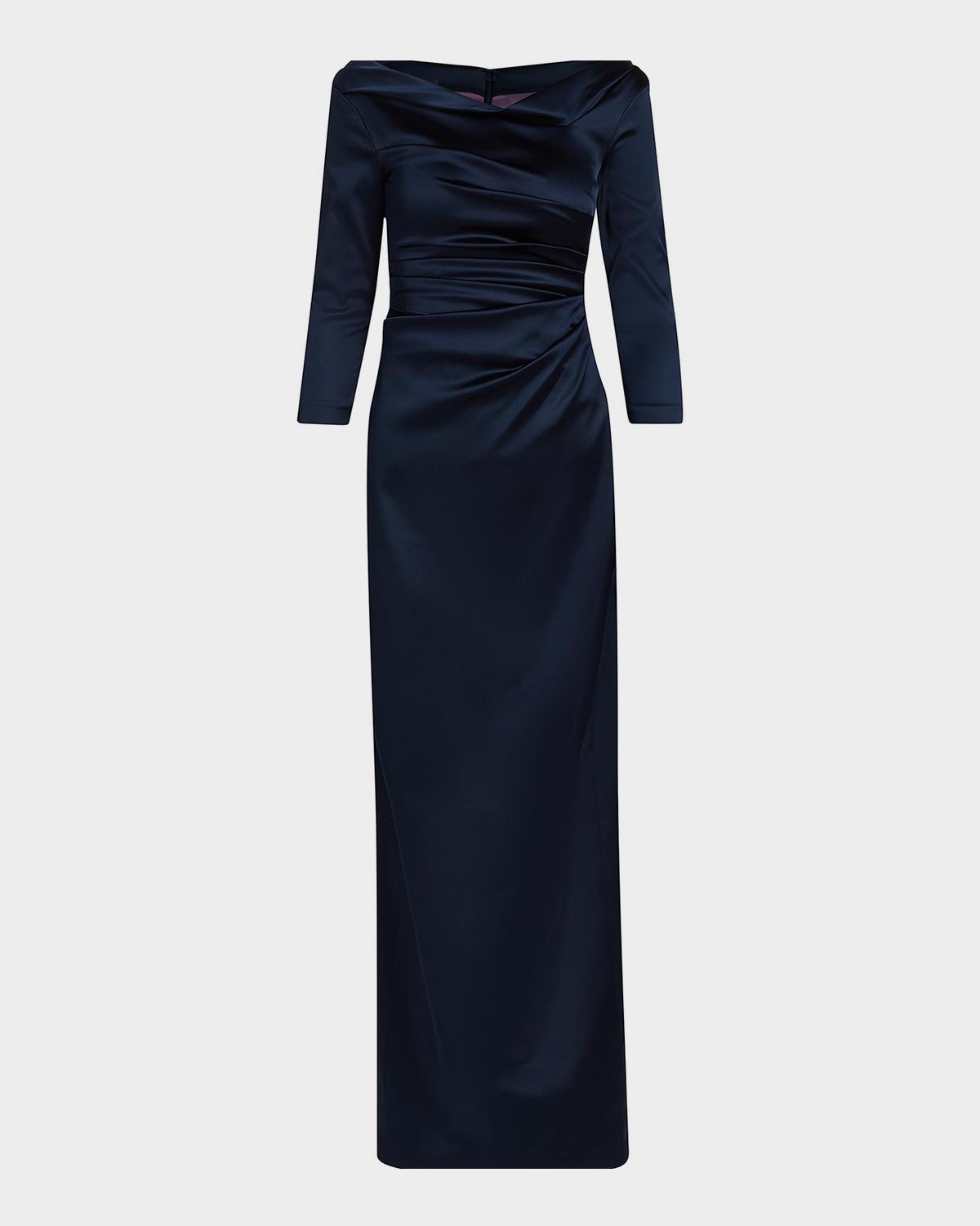 Talbot Runhof Gathered Satin Gown