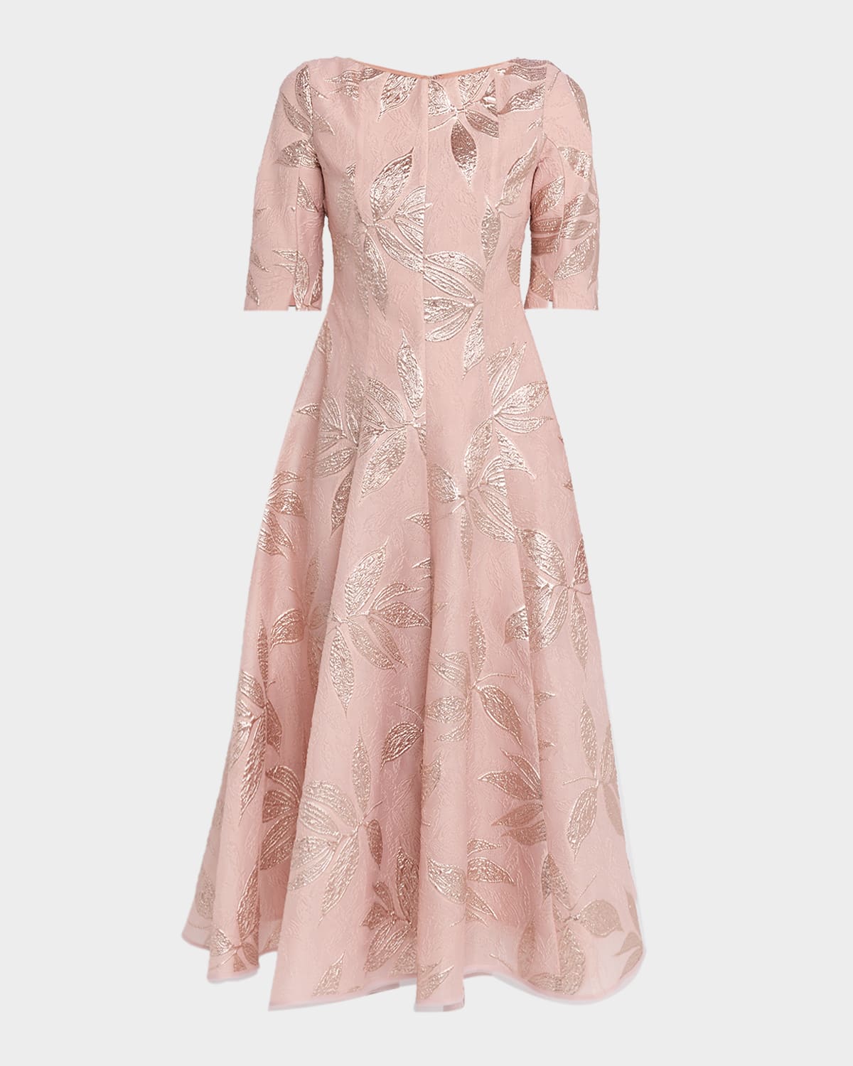 Metallic Peony Jacquard Midi Cocktail Dress