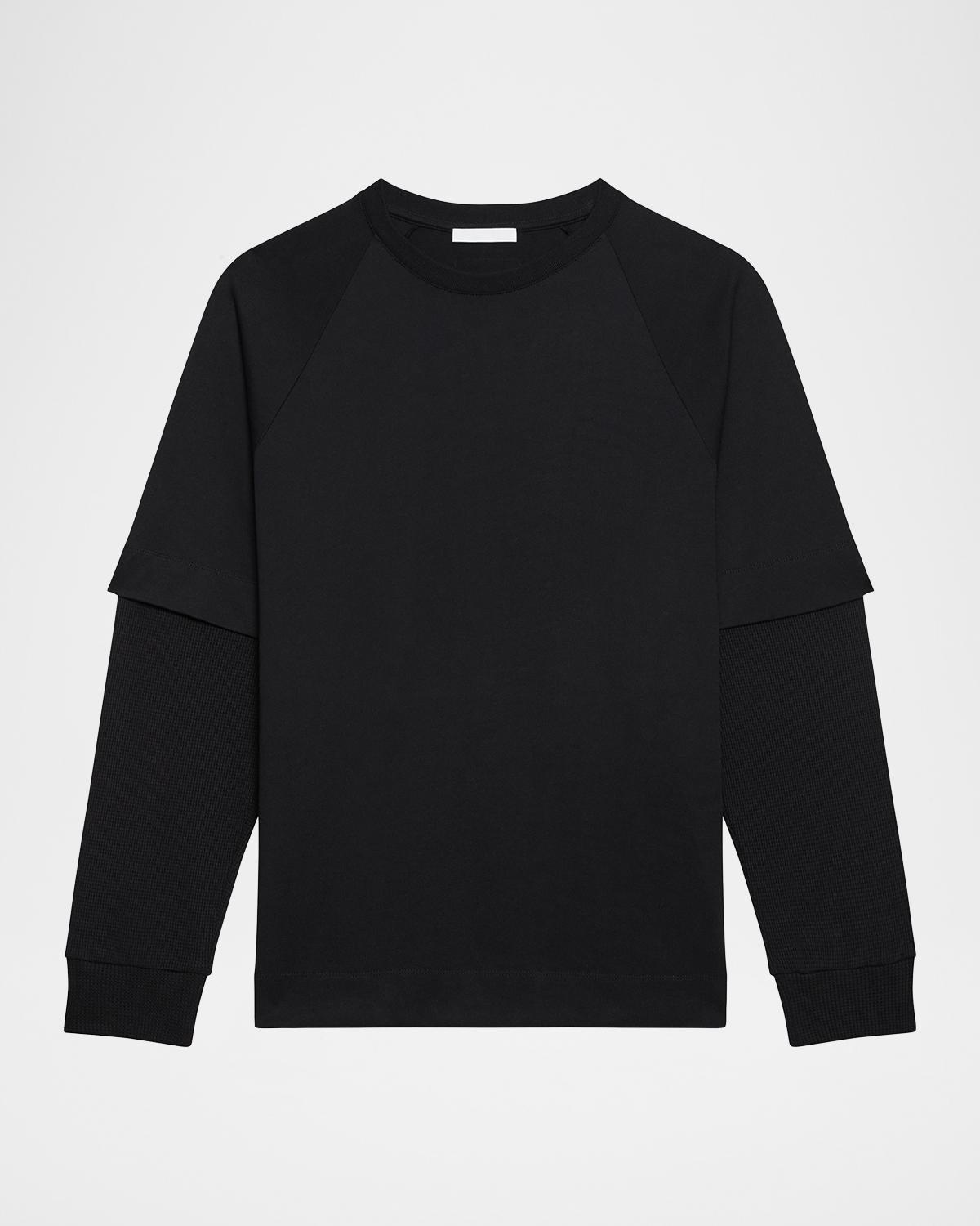Helmut Lang Men's Double-Layer Waffle Sleeve T-Shirt