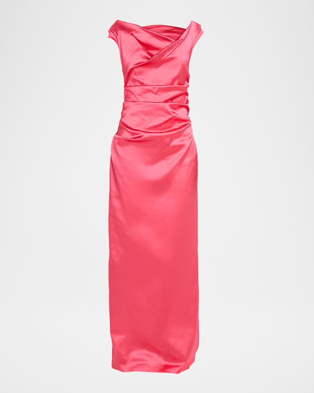 Talbot Runhof Donde Draped Satin Duchesse Column Gown