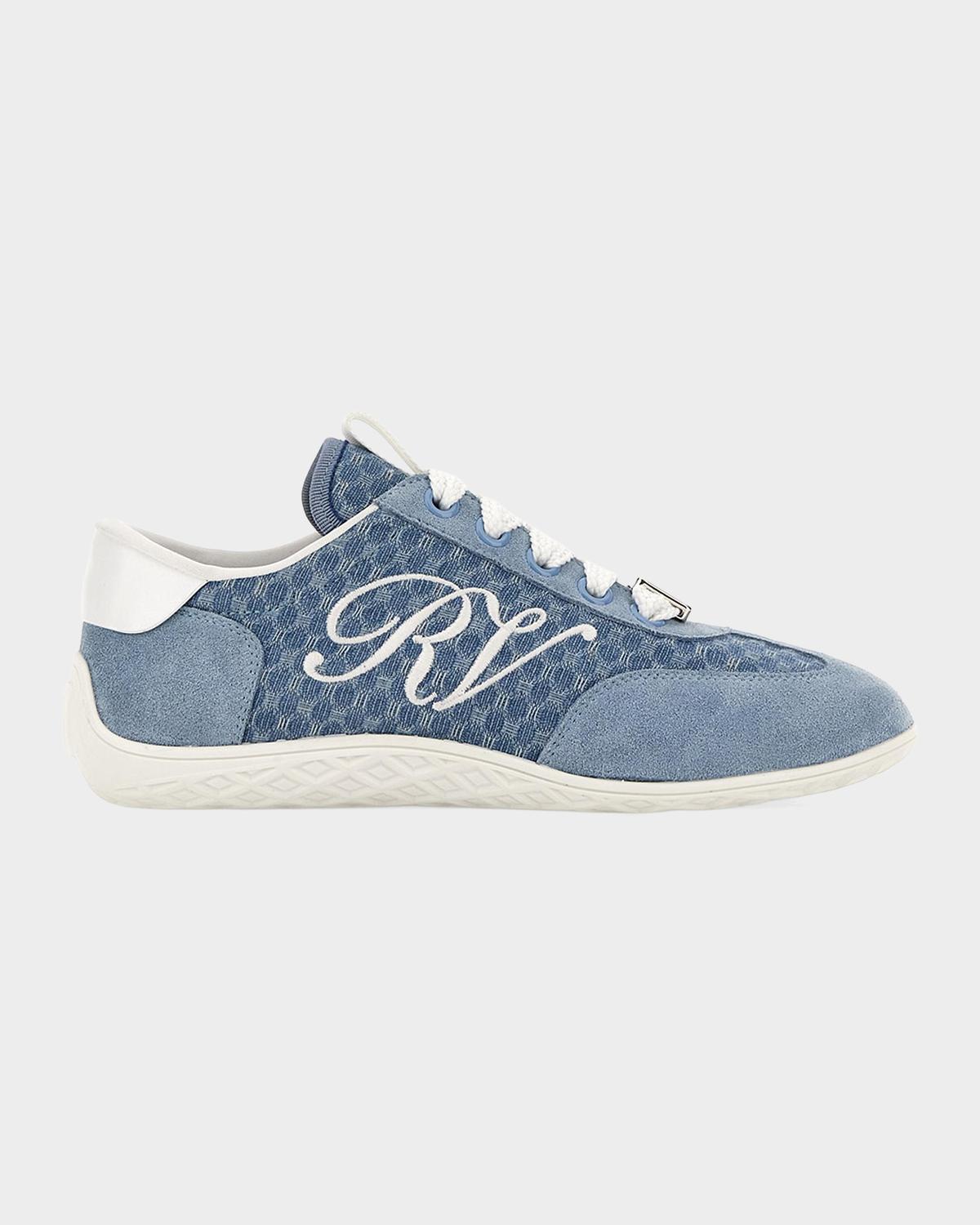 Roger Vivier Viv Canvas and Suede Low-Top Sneakers