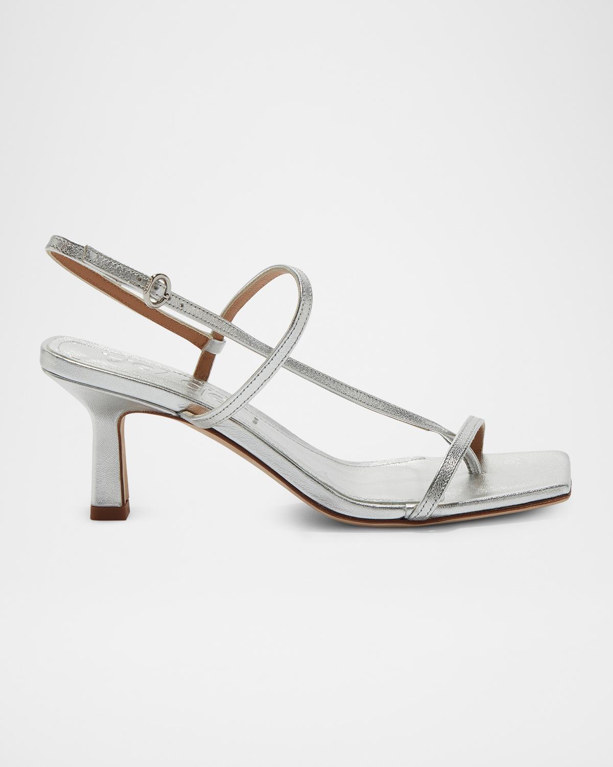 Aeyde 65mm Elise Metallic Nappa Leather Sandals