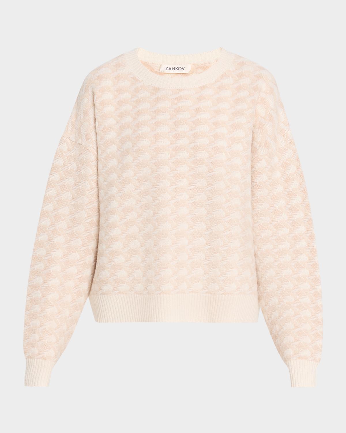 ZANKOV Check Wool-Silk Crewneck Sweater