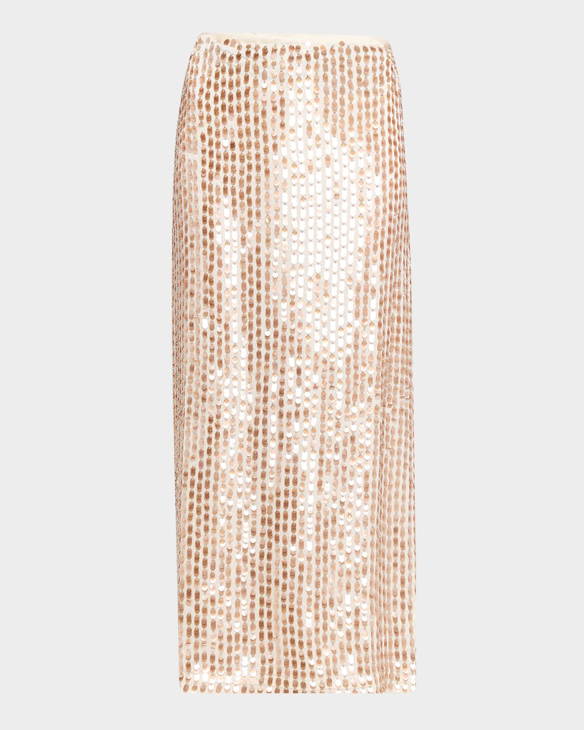 ZANKOV Sequined Silk Maxi Skirt