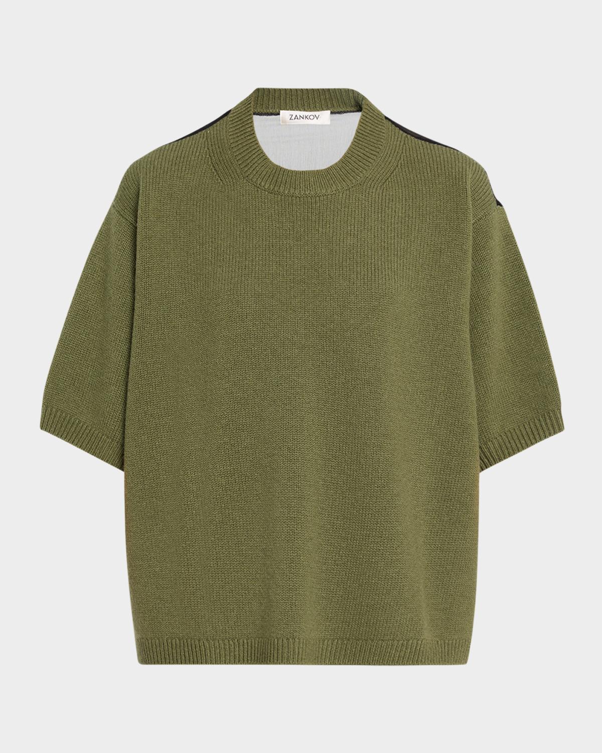 ZANKOV Short-Sleeve Sheer Back Sweater
