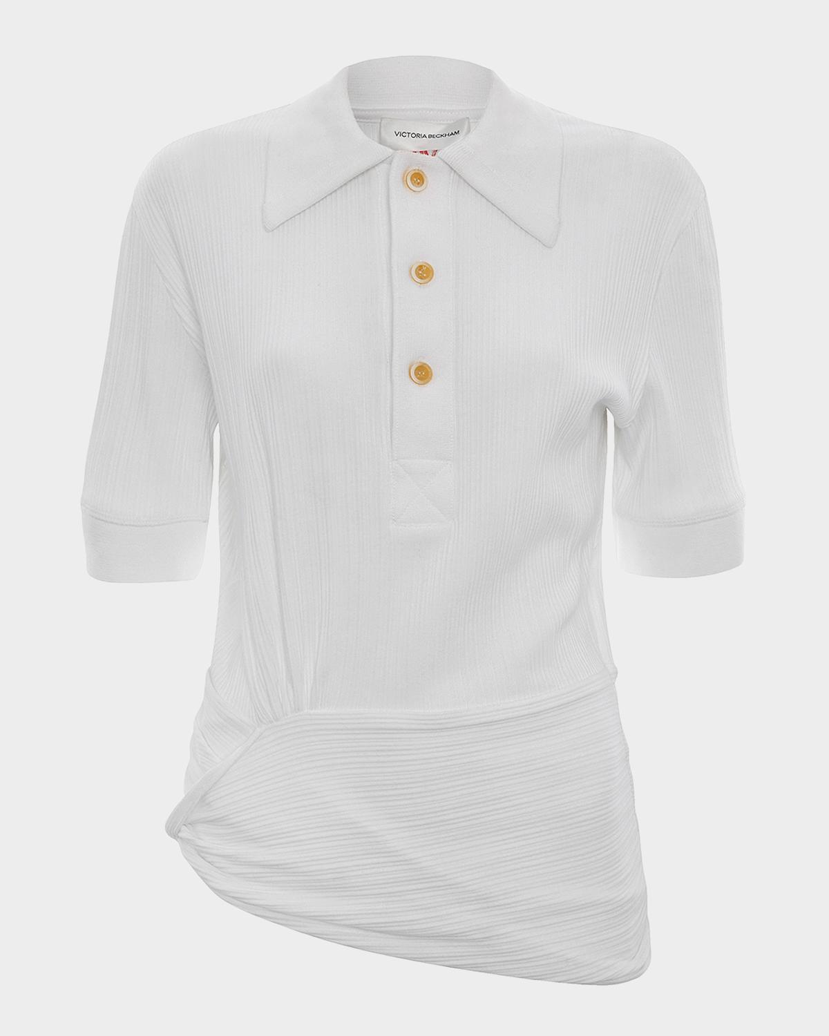 Victoria Beckham Twisted Rib Short-Sleeve Polo Shirt