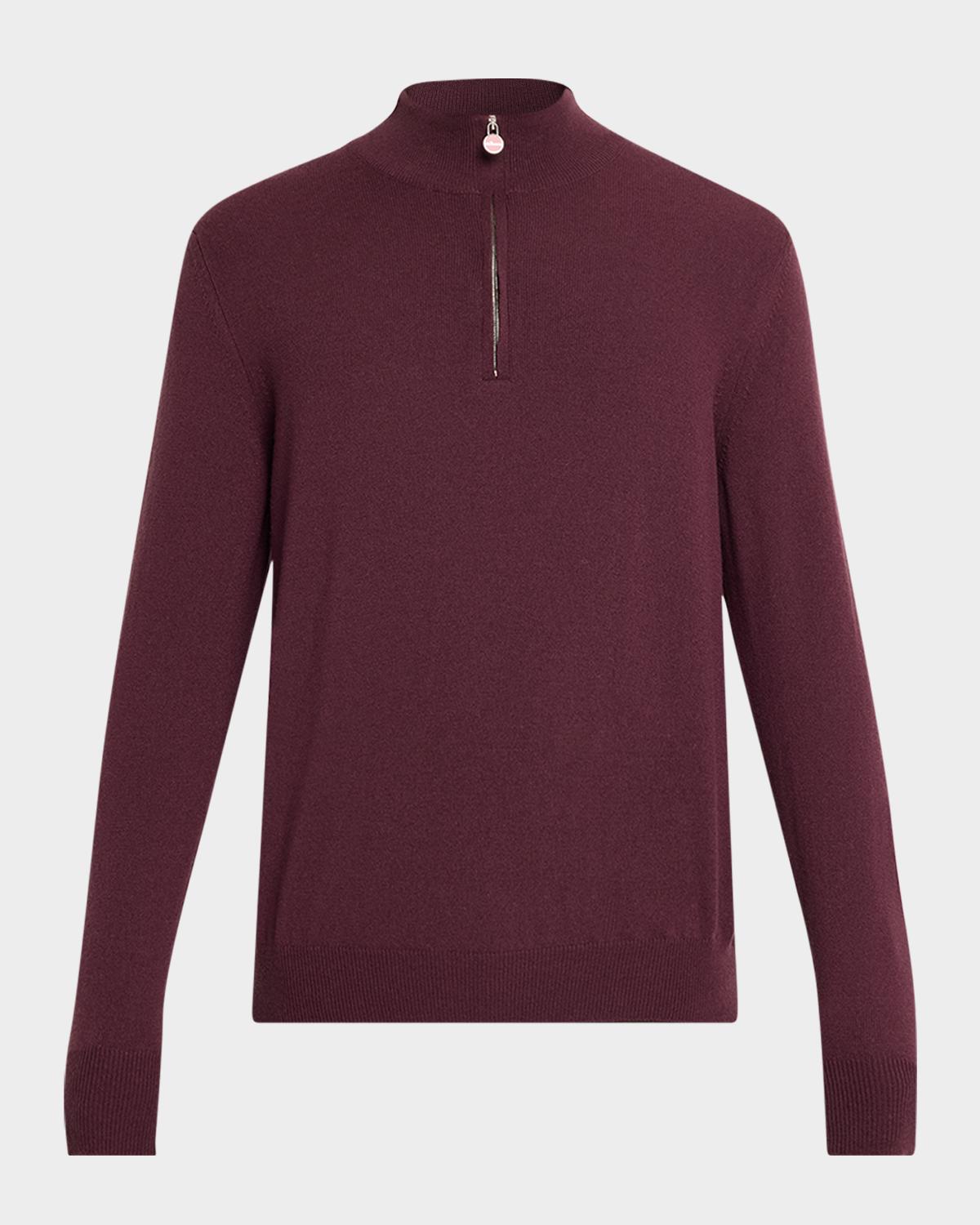 Kiton Men's 12gg Cashmere Mock Neck Quarter-Zip Sweater