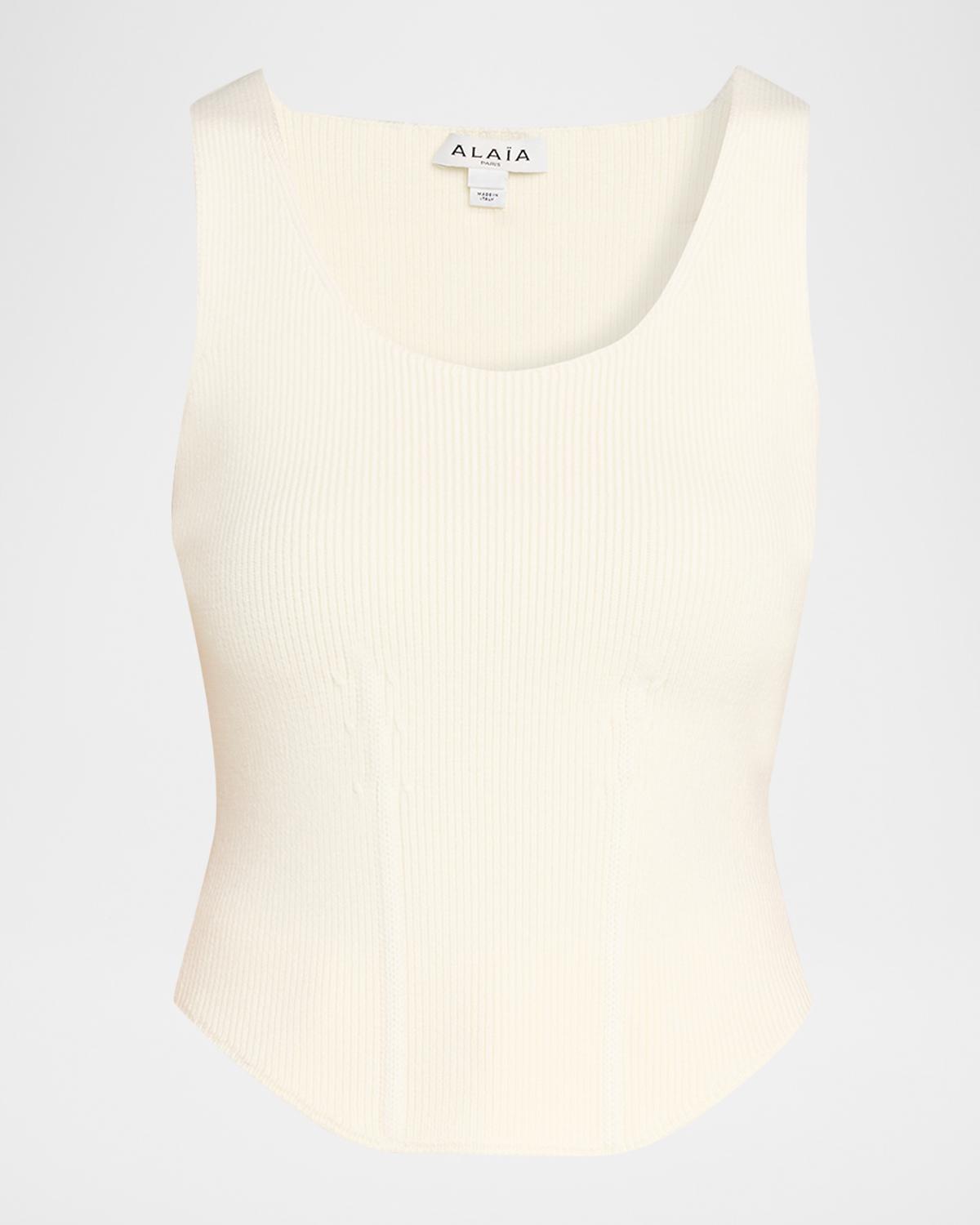 ALAÏA Sleeveless Ribbed Knit Corset Top