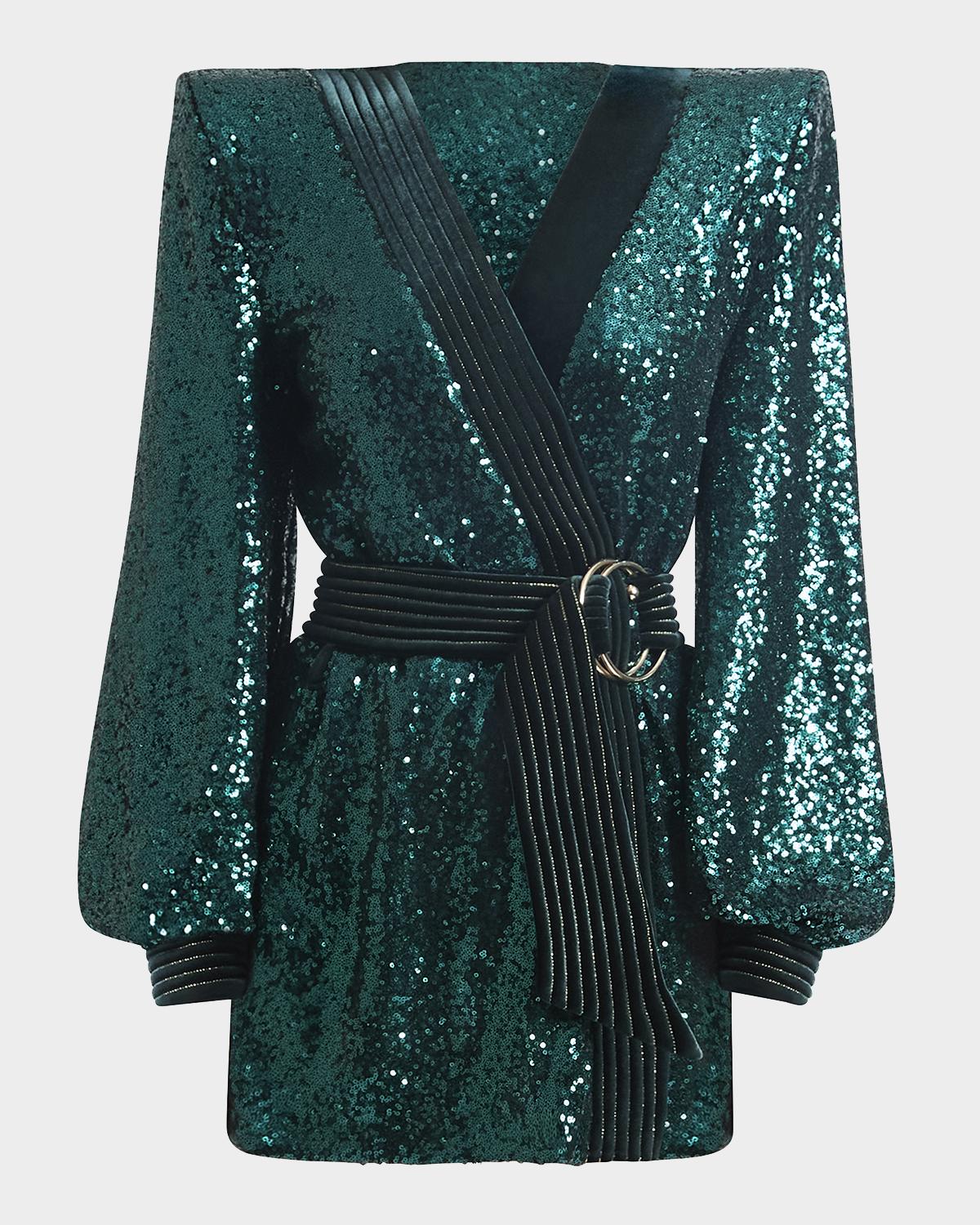 ZHIVAGO Cala Conta Sequined Wrap Mini Dress