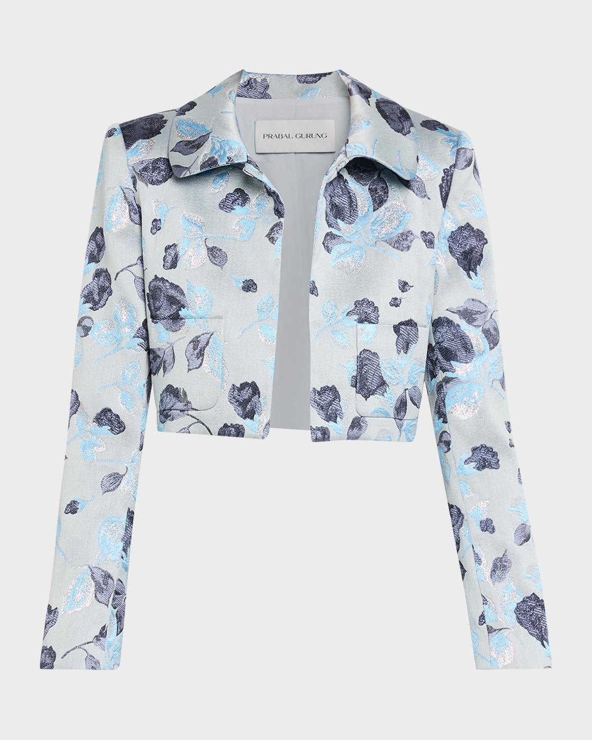 Prabal Gurung Metallic Floral Jacquard Bolero Jacket